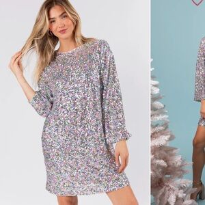 Long Sleeve Sequin Dress